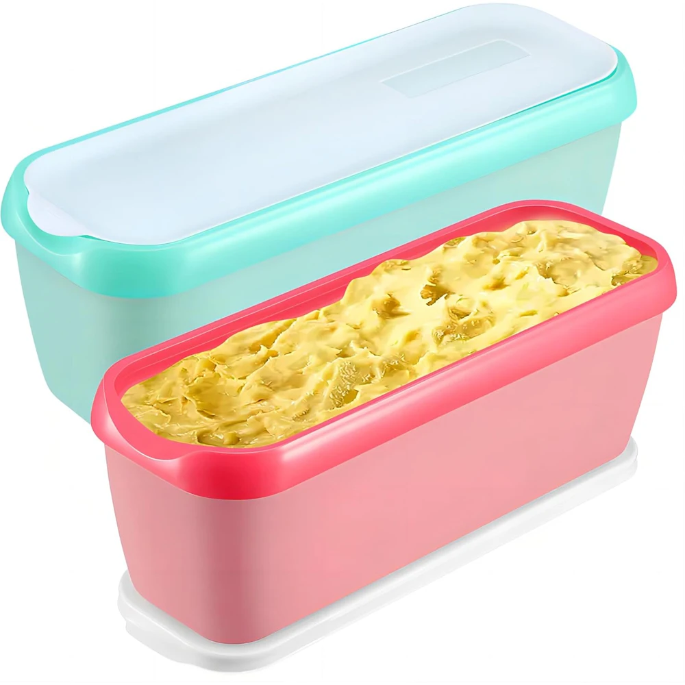 

Ice Cream Containers Set of 2, 1.5 Quart Ice Cream Tub Reusable Homemade Ice Cream Tubs with Stackable Freezer Storage Container