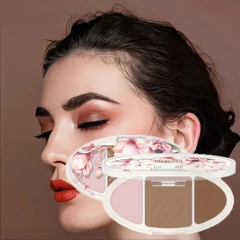 3色コンターパレット フェイススカルプティング＆ノーズシェーディングトリオ - ハイライト、コントゥア、ブロンズをコンパクトに1つで、明確な輪郭を実現