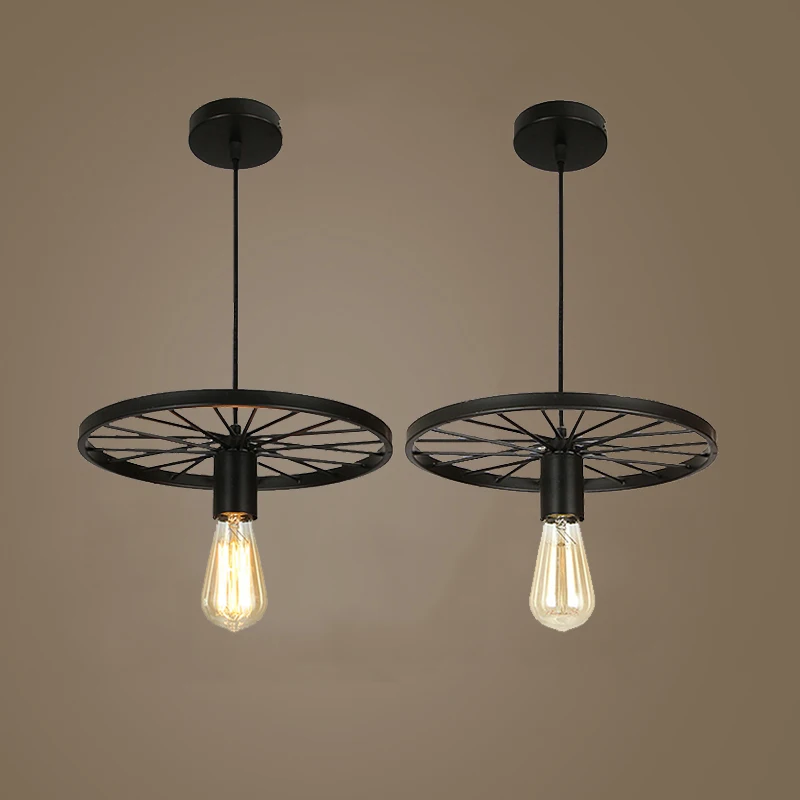 

American Retro Loft Pendant Lamp Restaurant Corridor Living Room Clothing Store Pub Club Bar Light single head Wheel Chandelier