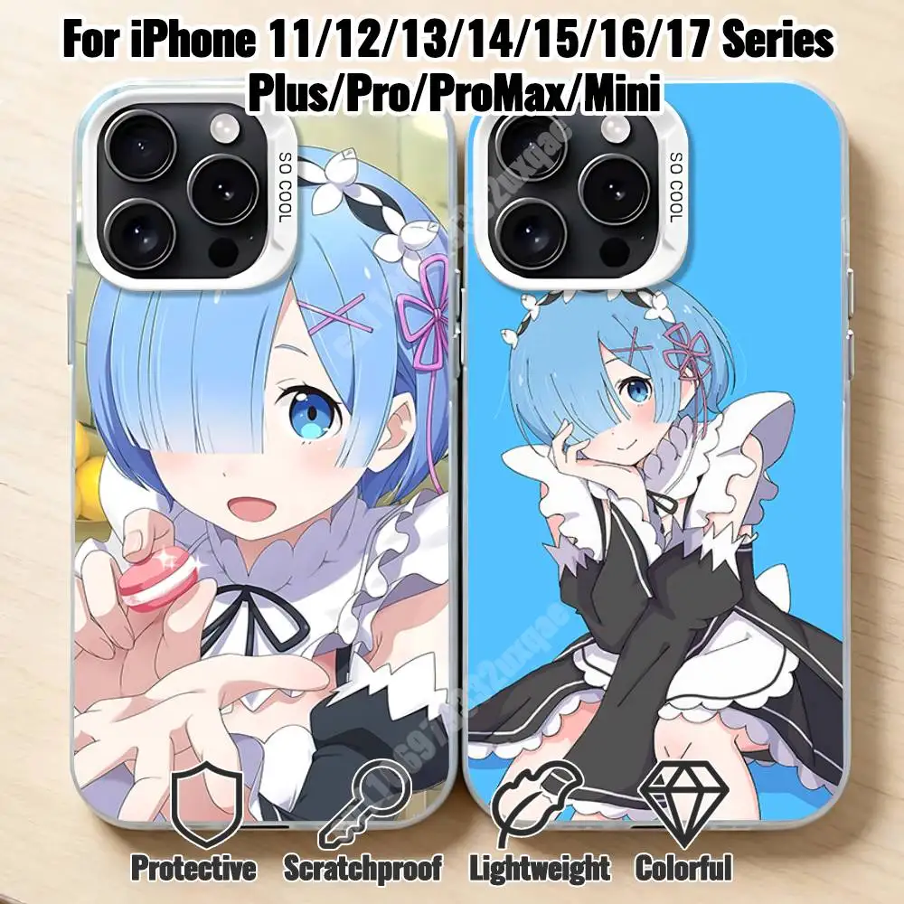 

Re Zero Rem Best Girl Phone Case for iPhone 17 16 15 14 13 12 11 Pro Plus Max Mini X XS Air Stylish Cover