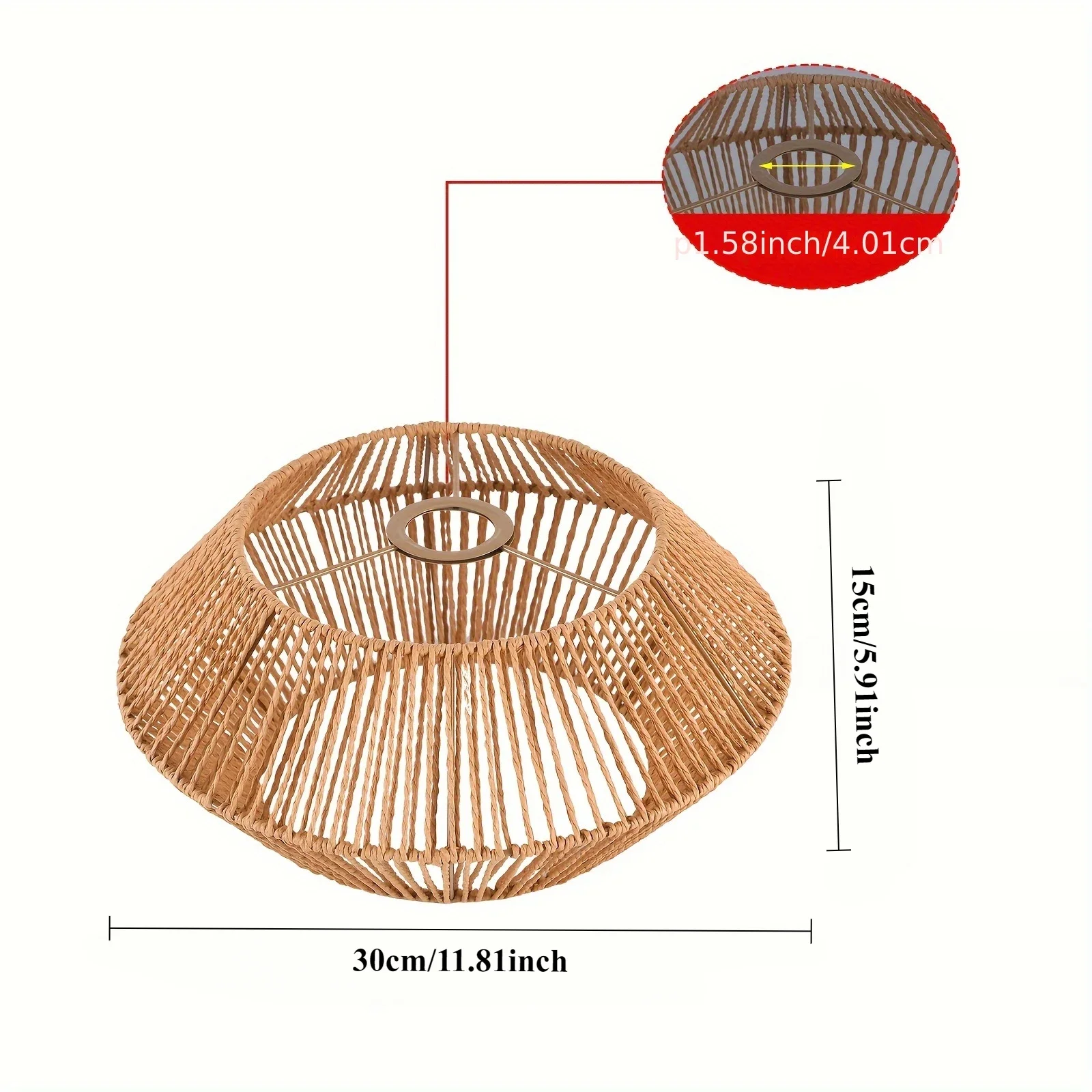 Bohemian Bamboo Wicker Ceiling Light Adjustable E27 Rattan Hanging Pendant Suitable for Kitchen Living Room Dining&Bedroom Decor