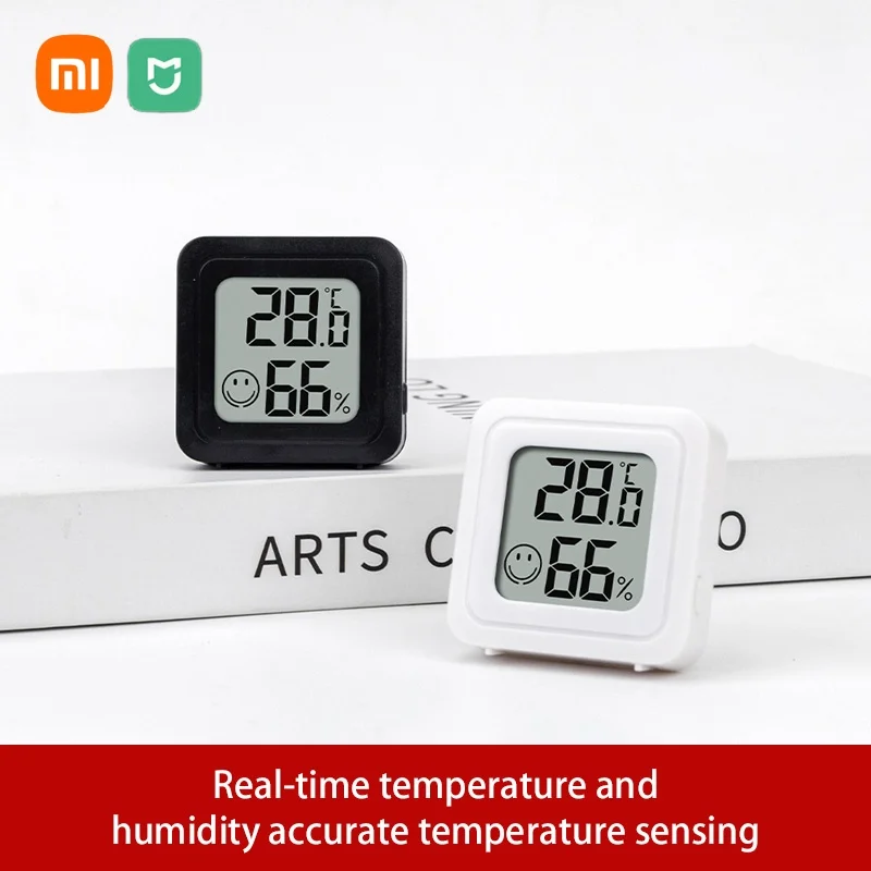 Sakelar Higrometer Termometer Digital LCD Mini Xiaomi ° F/ ° C Pengukur Sensor Pengukur Kelembapan Suhu Magnetik Ruangan Dalam Ruangan 4 Buah