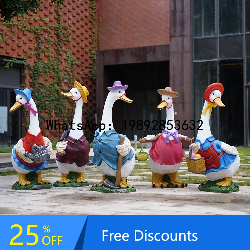 ZK Duck Landscaping Sculpture Garden Ornament Cartoon Lion Animal Decoration
