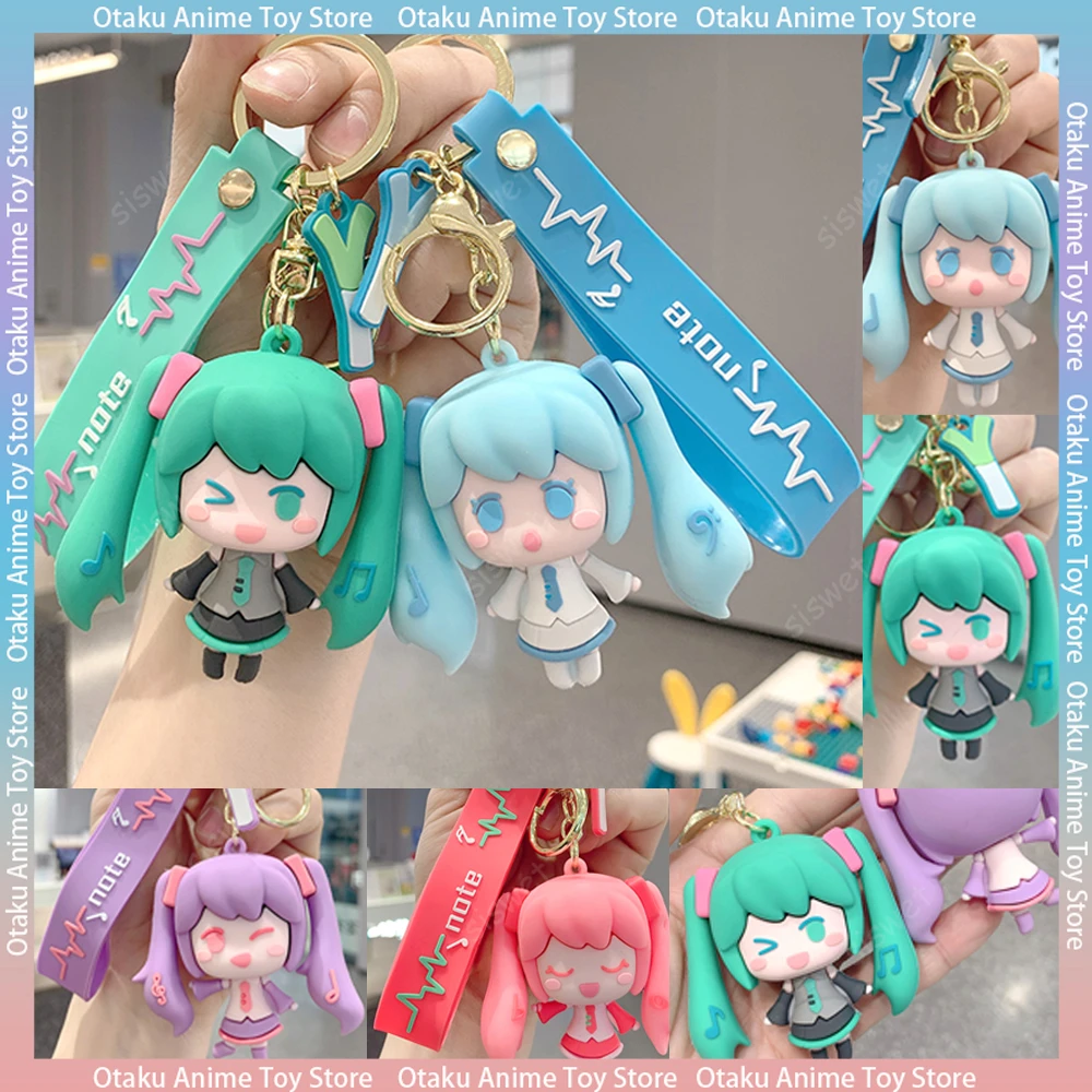 Kawaii Hatsune Miku Keychains Cute Anime Figure Pendant Keyring Car Backpack Keyring 3D Cute Doll Toys Key Chain Birthday Gift