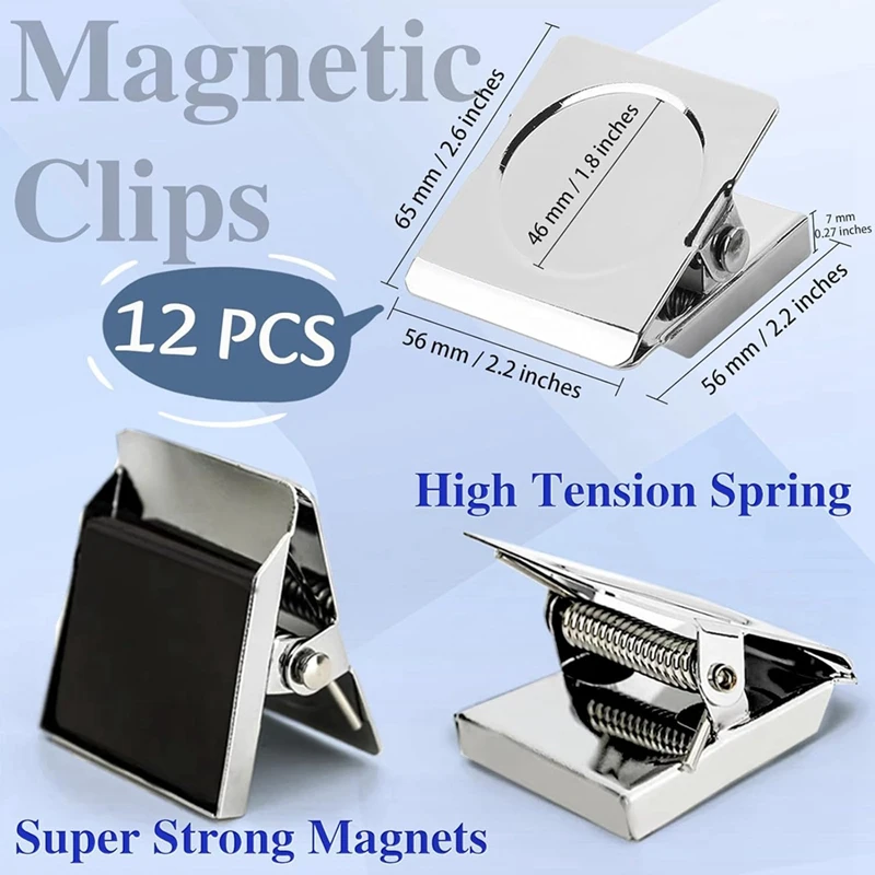 12 PCS Magnetic Clips, As Shown Metal For Whiteboards, Refrigerator, Home Office Magnets