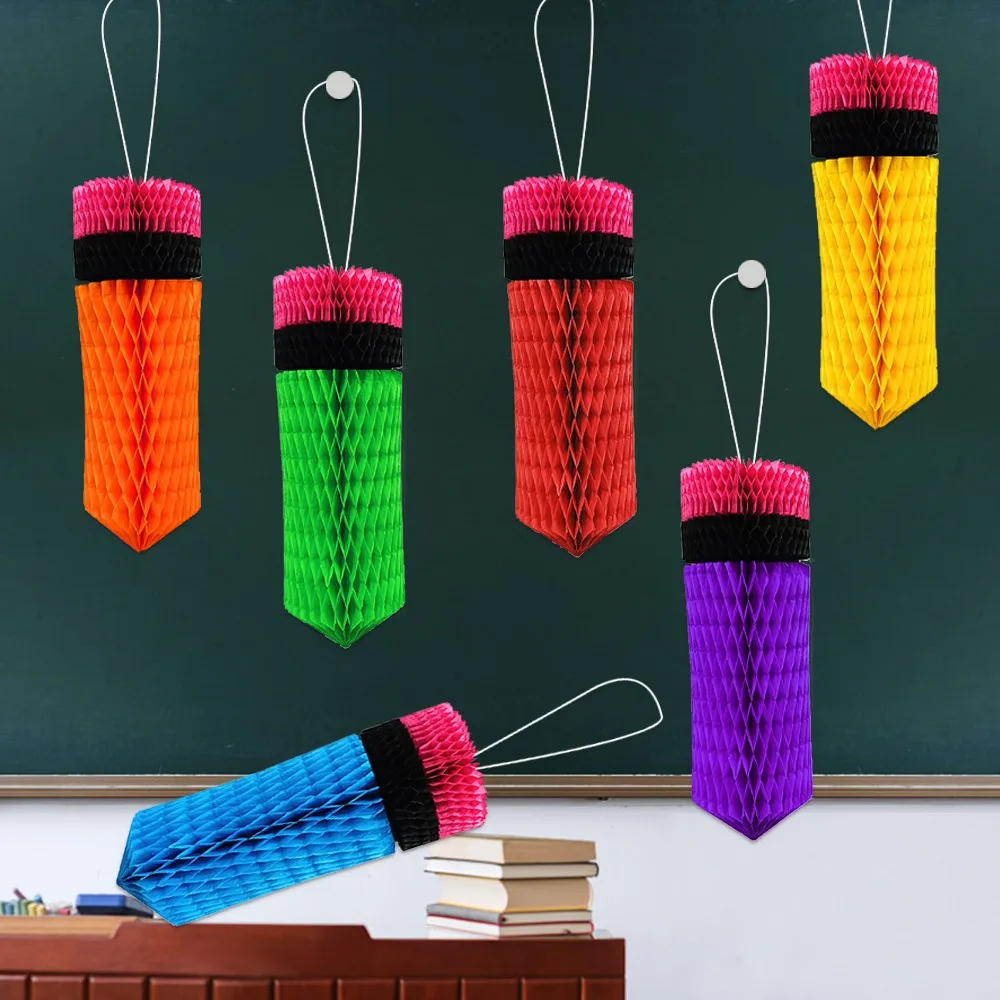 

Colorful Pencil Honeycombs Ornaments Paper Beautiful Paper Pencil Ornaments School Season Back To School Pencil Pendant