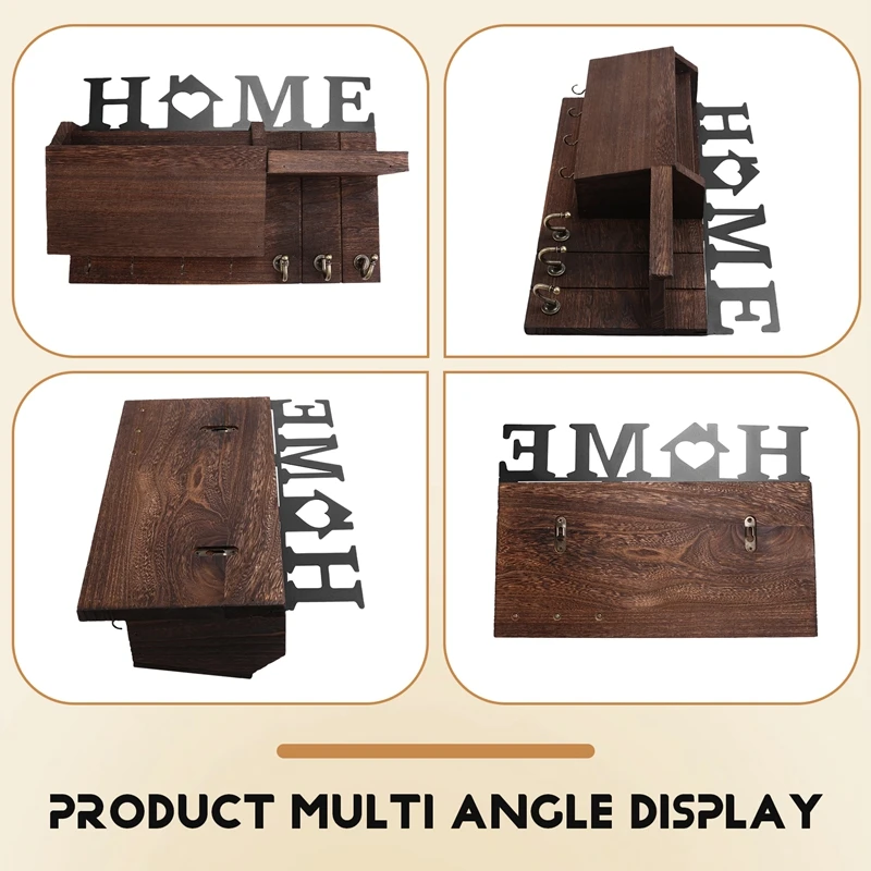 Wooden Wall Mounted Storage Rack Wall Key Holder Home Wall Key Holder Plant Mail Storage