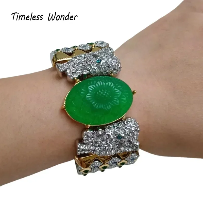 Timeless Wonder Fancy Zircon Geo Hinged Wrap Statement Bracelet for Women Designer Jewelry Goth Runway Top Trendy Rare Gift 4526