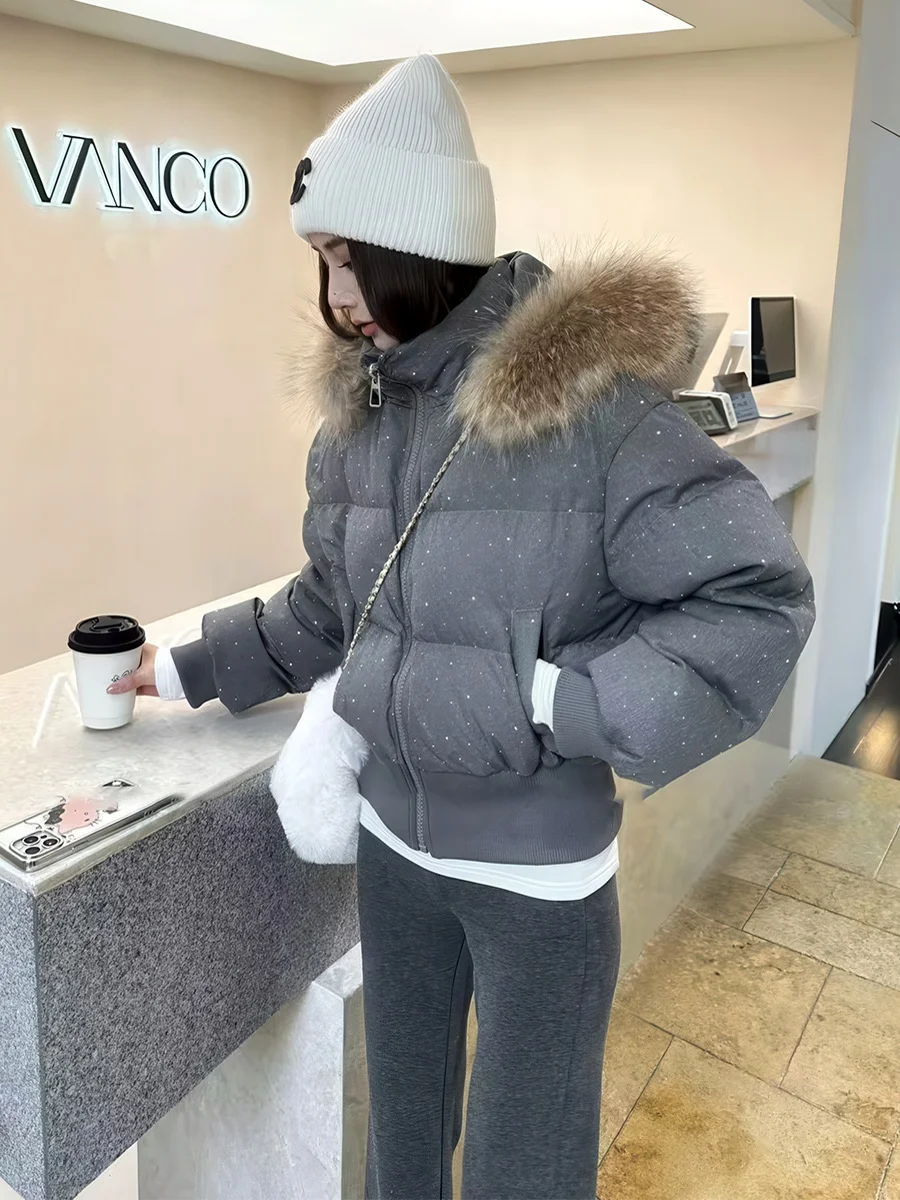 블라 오르트 후드 다운 재킷 여성용 겨울 슬림핏 90% 화이트 다운 따뜻한 개성있는 아우터 캐주얼 슬림 하이웨이스트