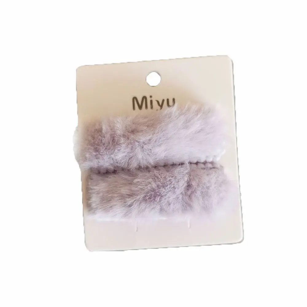 Winter Hair Accessories Soft Faux Fur Solid Color Hair Clips Barrettes Plush Hairpins BB Clip