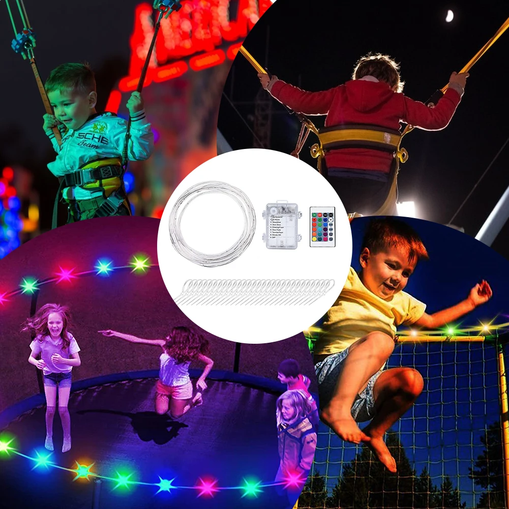 12M LED Trampoline Lights Remote Control Trampoline Rim LED Light 16 Colors Change String Lights for Kids To Play at Night