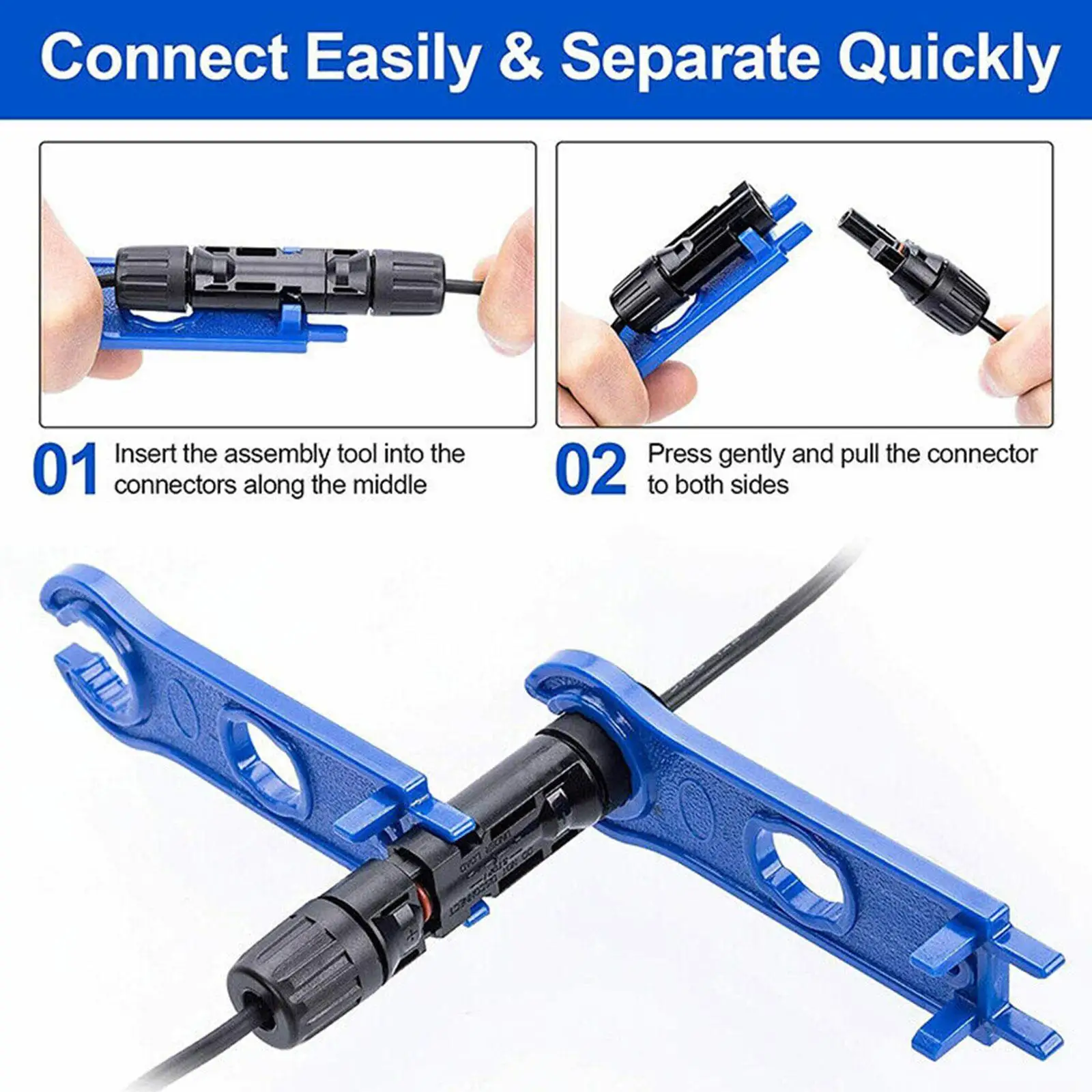 Herramienta de desconexión de conector de Panel Solar MC4, llave inglesa de plástico ABS, 2 piezas