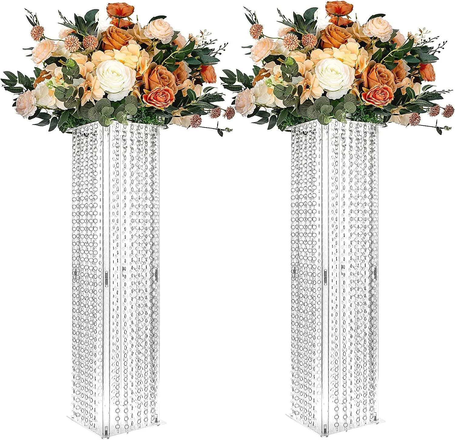 10pcs)H40cm to 120cm)Wedding Centerpieces Table Acrylic Vases with Chandelier Crystal  Tall Clear  Flower Stand  Flower vase