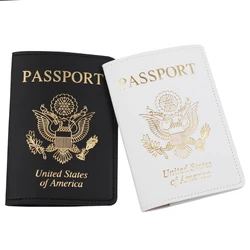 Funda portátil para tarjeta identificación cuero PU con soporte para pasaporte viaje UU. para protector funda