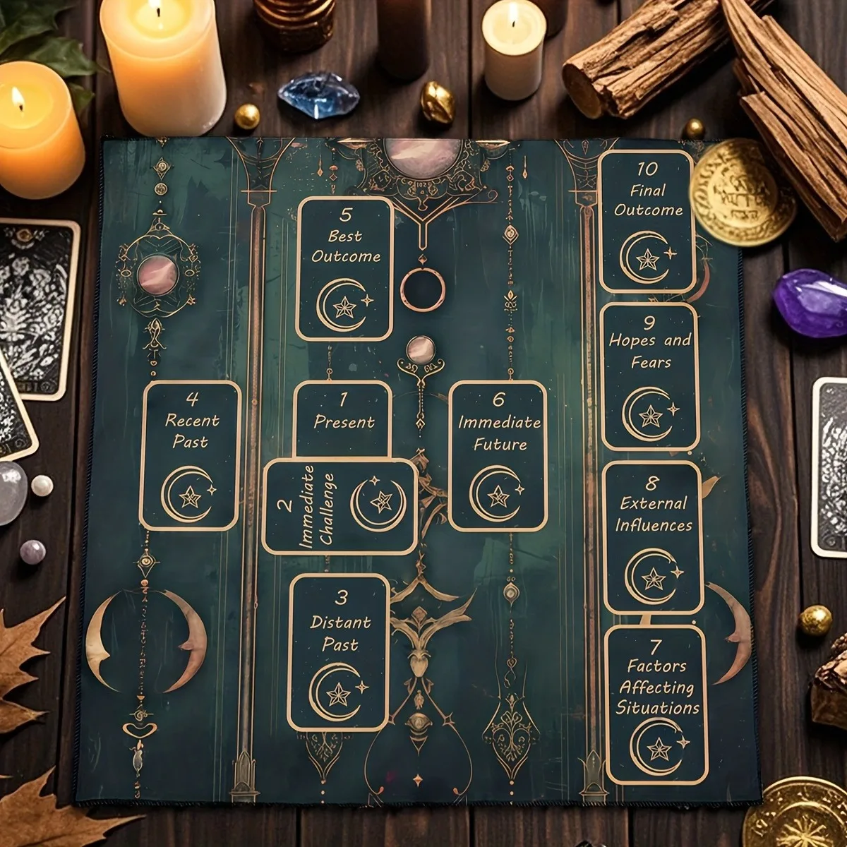 50/75/110/137cm Tarot mat Retro Celtic Cross Altar Cloth Tarot Tablecloth Ramadan Festival Decoration Moon Pentagram Tarot