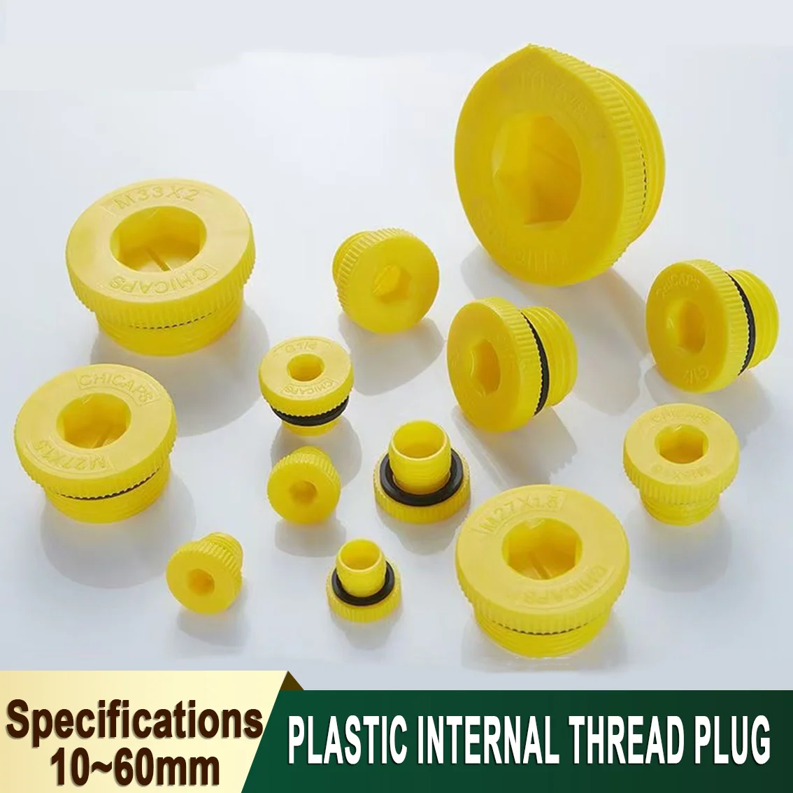 

Yellow Hexagon Socket Plasti Cap Thread Plug M10-M60 Plastic Screw Sealing Plug With Sealing Ring/Hydraulic Pump Leak Proof Plug