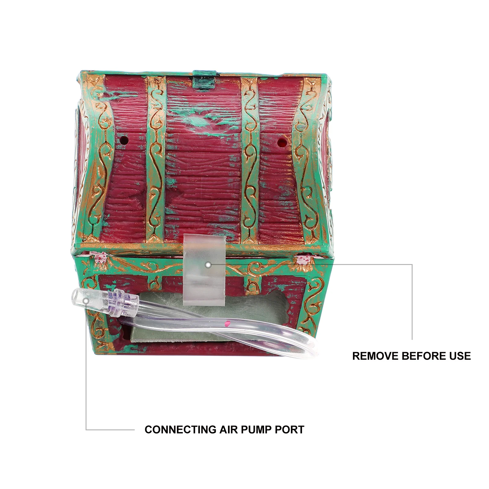 

Red Resin Aquarium Treasure Box Fish Tank Decoration Durable Non Fading Natural Breath Aquarium Treasure Ornament Home Decor