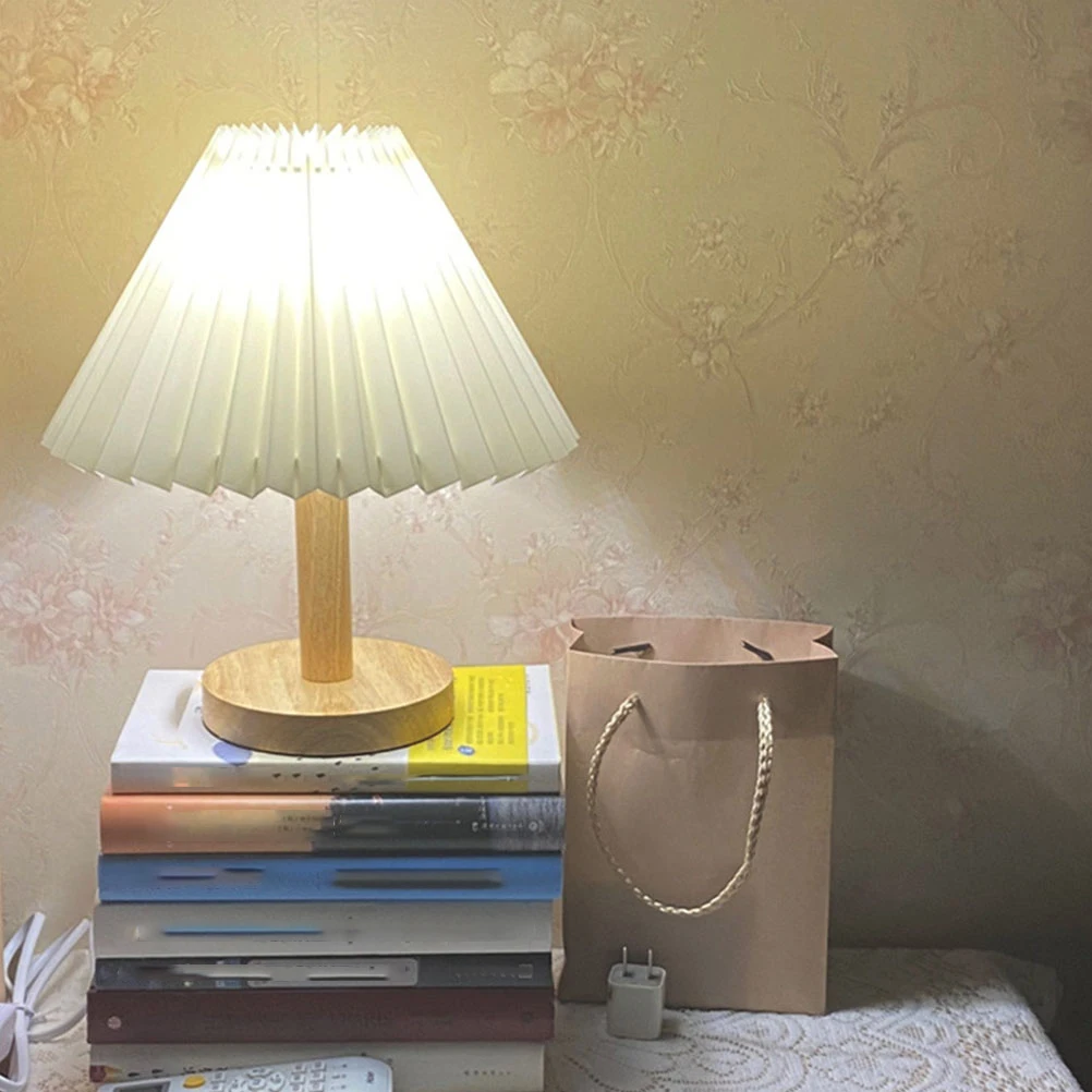 

1pc Retro Skirt Shape Warm Light Wooden Night Lamp Mini Bedside Light Decorative Vintage Table Lamp For Bedroom Home Decor