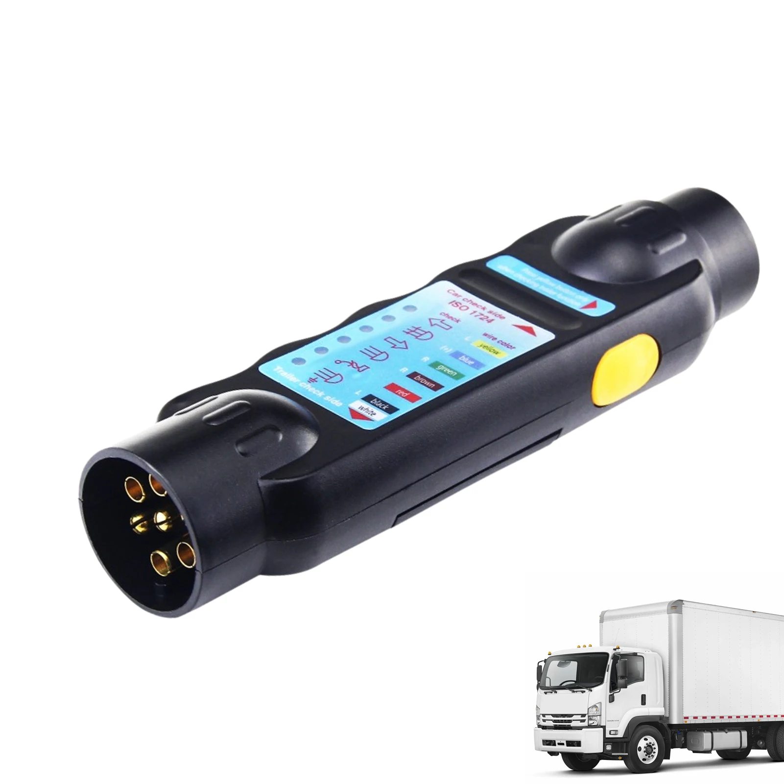 

7 Pin Trailer Tester Durable Wiring Tester Plug Connector Durable Socket Connection Diagnostic Tool Car Accessories