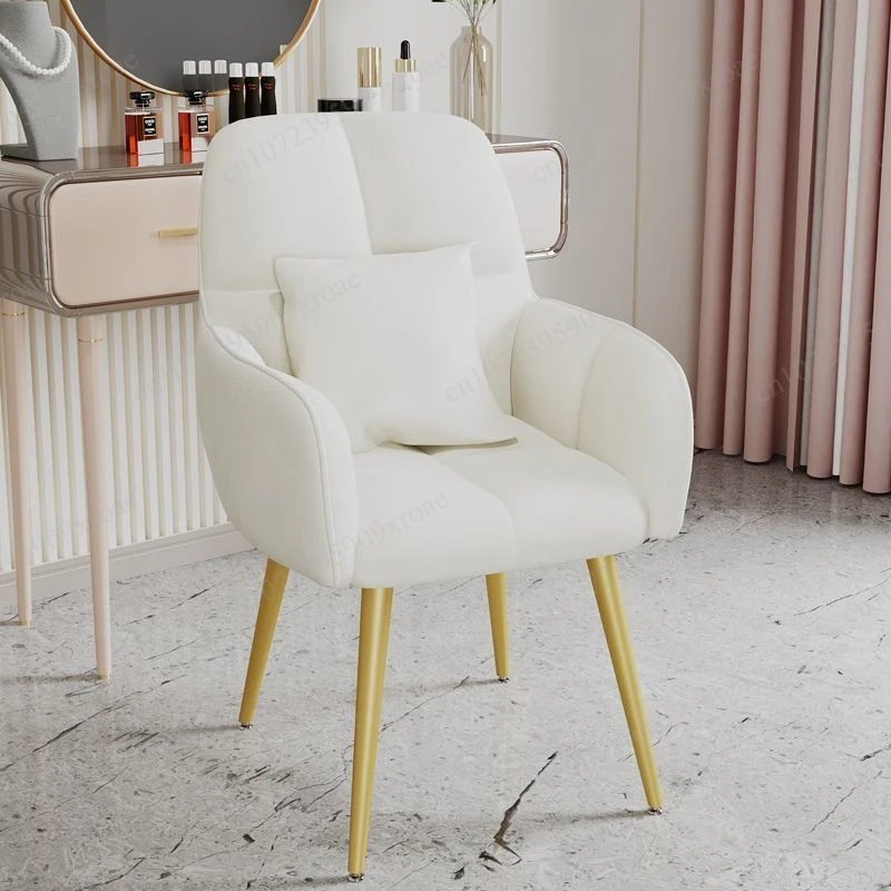 Modern Simple Vanity Chair With Support Backrest Comfortable Sedentary Seat For Bedroom Makeup Manicure Use
