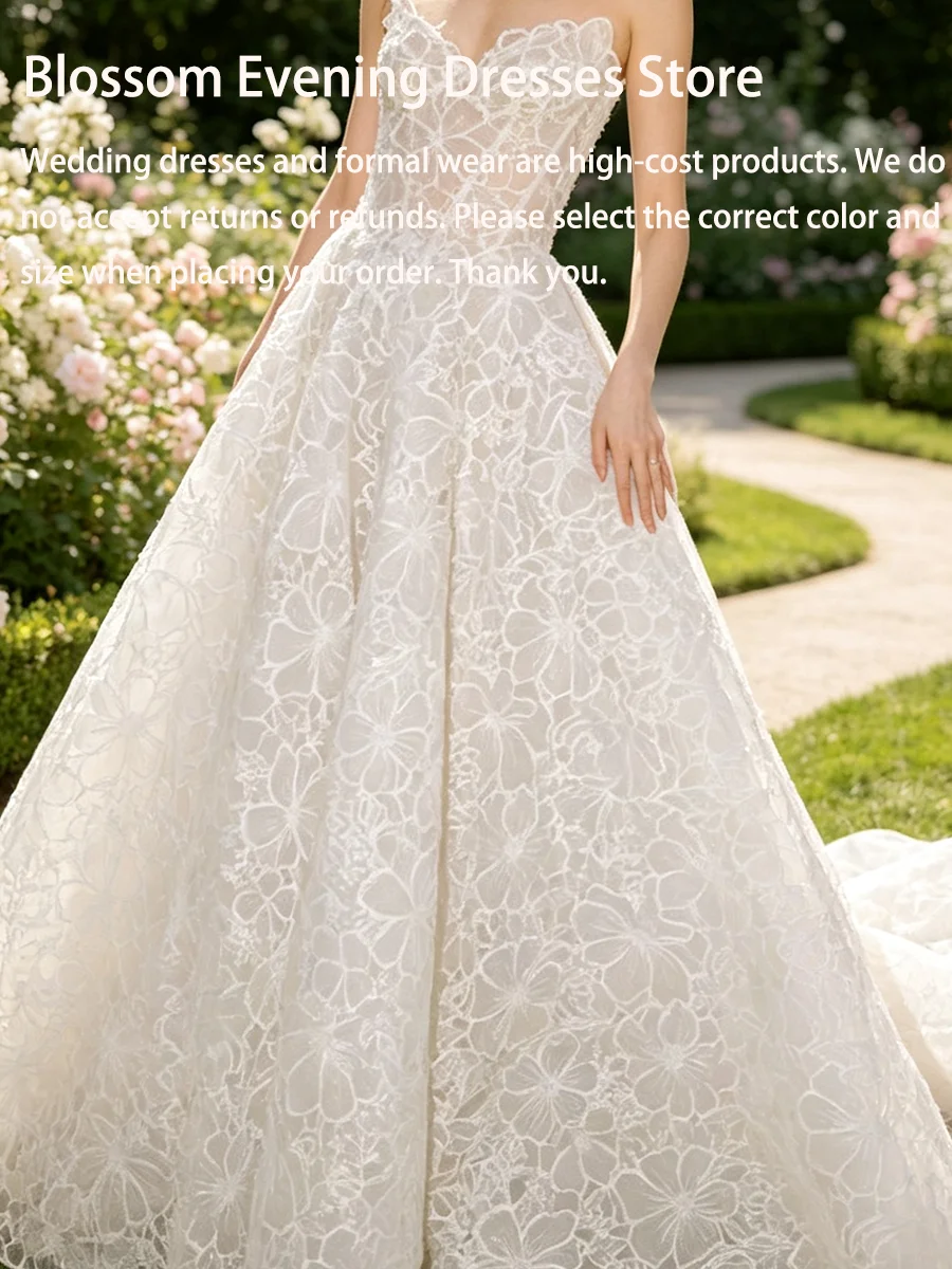 Exquisite V-Neck Floral Corset Sleeveless Pleat A-Line Bride Wedding Dresses Bridal Gowns Customized