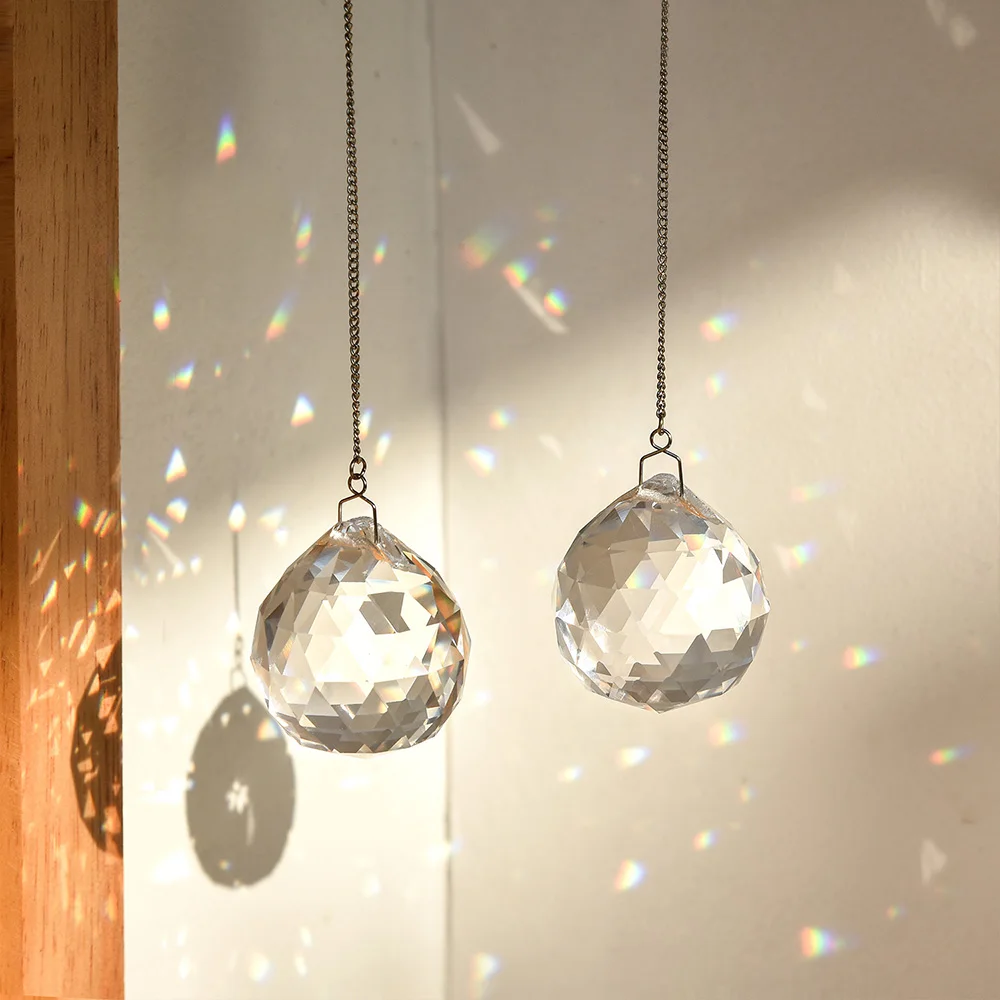 Transparent Faceted Crystal Ball Chandelier Parts Pendant Prism Lamp Beads Sun Catcher Rainbow Maker Wedding Home Party Decorati