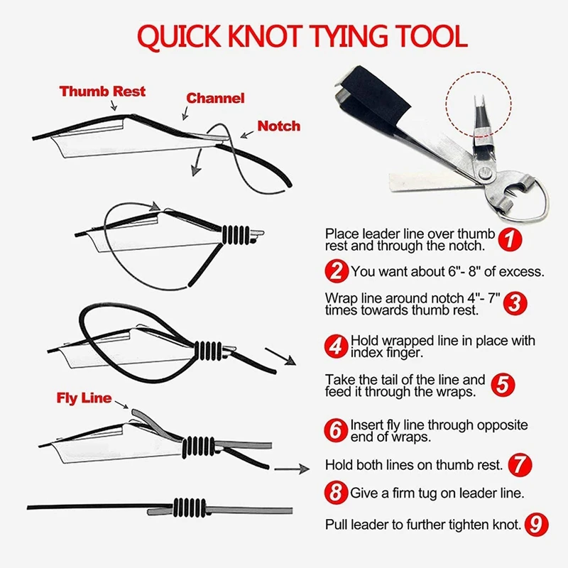 Fishing Quick Knot Tying Tools 4 In 1 Mono Line Clipper Combo Include Fly Line Clippers Hook&Sharpener Hook Eye Needle