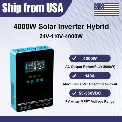 CNswipower 4000VA inverter di potenza ibrido a onda sinusoidale pura con caricatore solare MPPT 140A convertitore solare da 24 V CC a CA 110 V 60 HZ