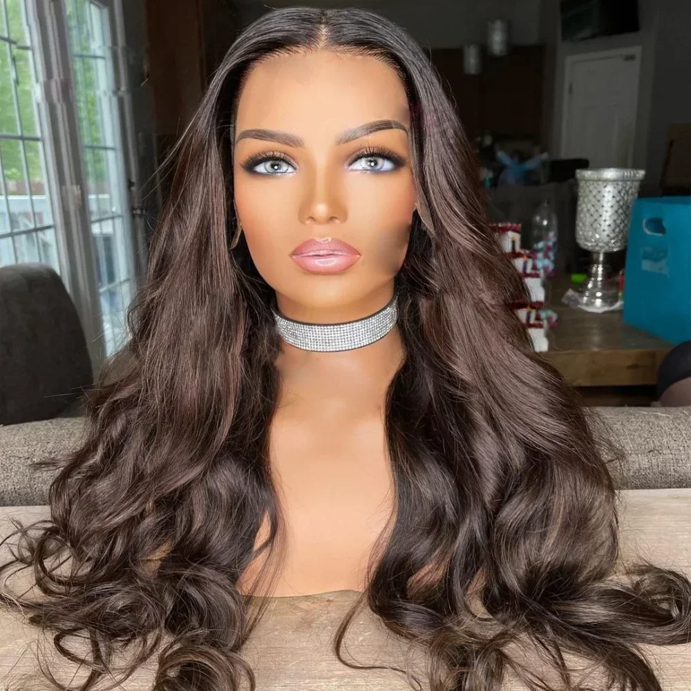 

Brown Wig Long Body Wave Lace Front Wig 13x4 HD Transparent Cosplay Synthetic And Blend Lace Wig Pre Plucked Glueless For Women