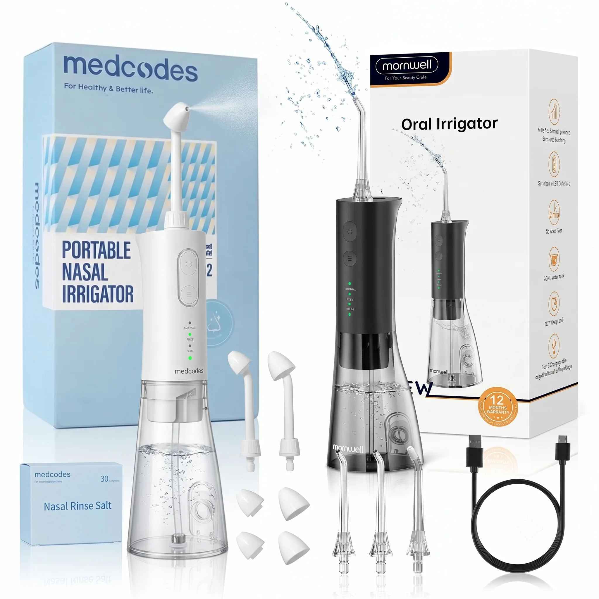 mornwell-nasal-rinse-irrigator-water-flosser-combo-set-rechargeable-oral-and-nasal-care-system-portable-for-home-travel-kit