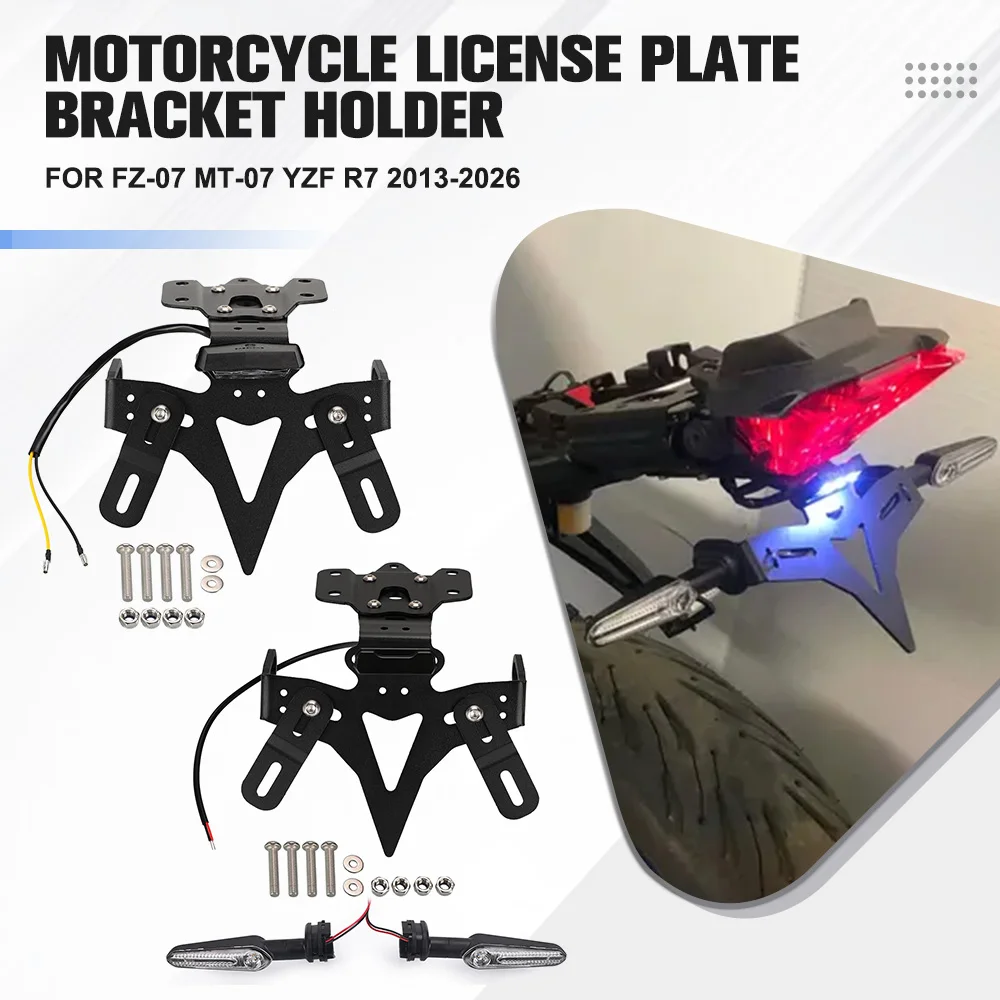 

For Yamaha FZ-07 MT-07 YZF R7 2013 2014 2015 2016 2017 2018 2019 2020-2026 Motorcycle License Plate Bracket Holder Accessories