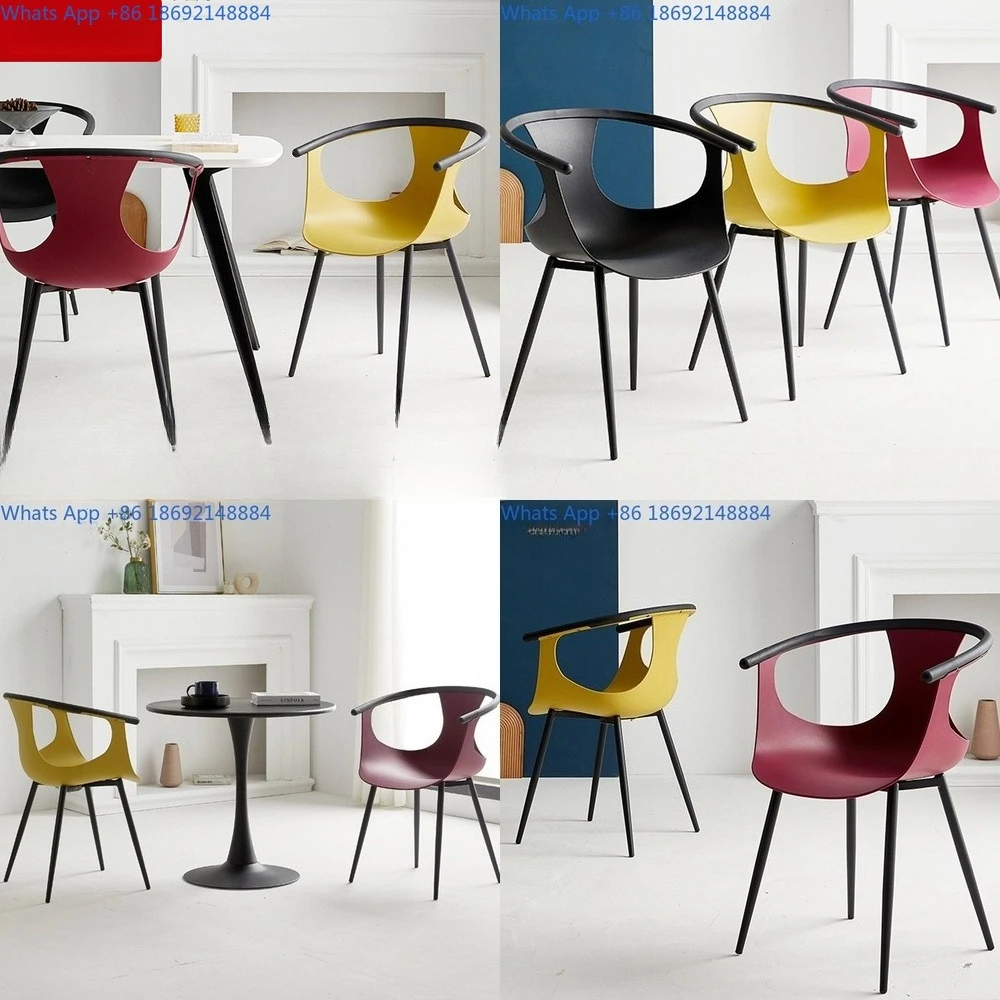

Creative Square Dining Chair with Thickened Plastic Backrest Stackable for Cafe Restaurant Lounge Office Use