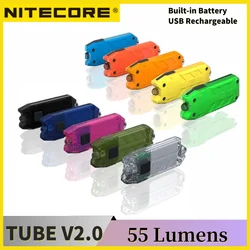 Nitecore-tubo V2.0 de 55 lúmenes, EDC recargable por USB linterna de bolsillo, lámpara de poste en U, llavero de luz, 100% original