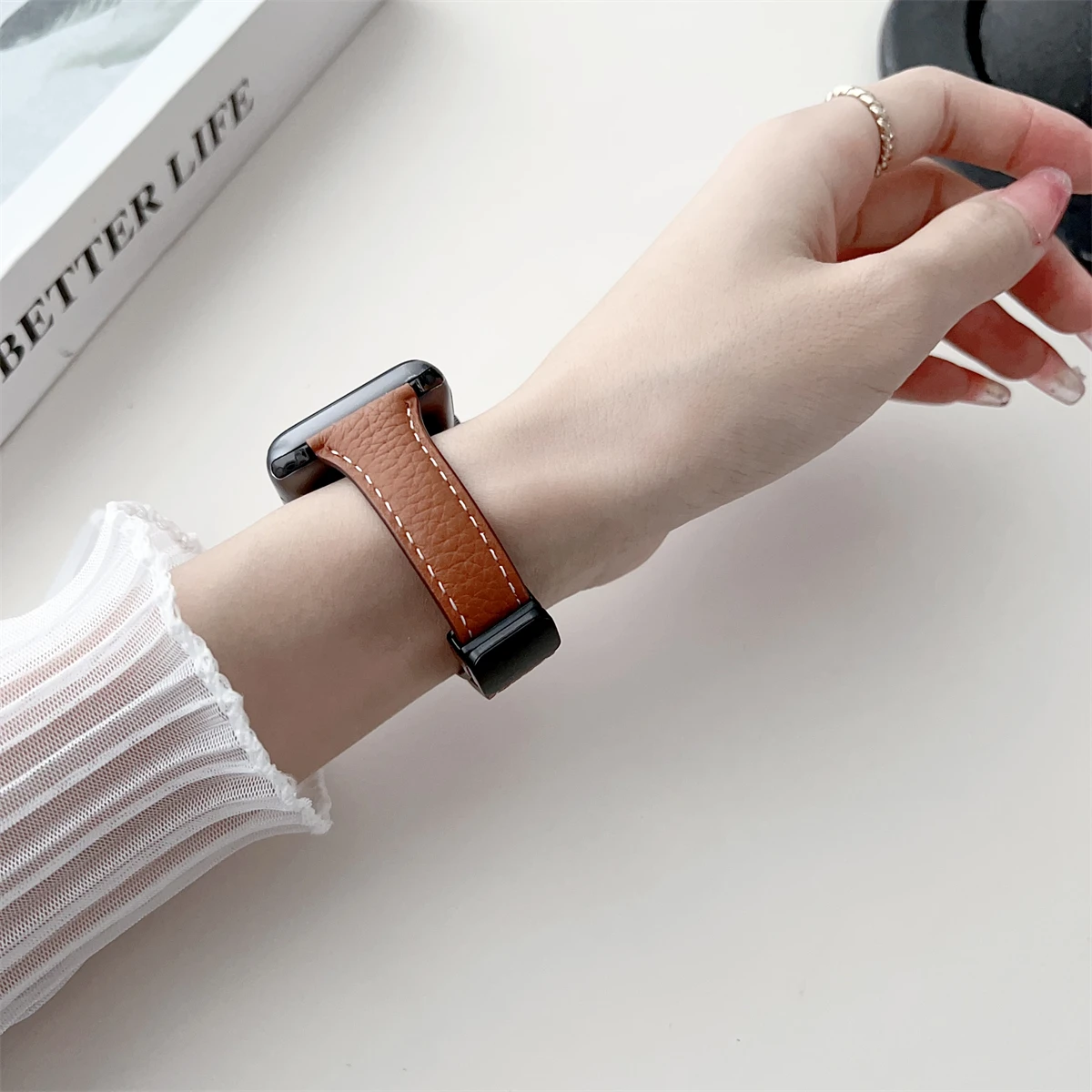 Cinturino per iWatch 42/44/45/46/49mm 38/40/41mm Cinturino per orologio alla moda in pelle PU per serie Watch Ultra2 Series 10/9/8/7/6/5/4/3/2/1_voghion.com