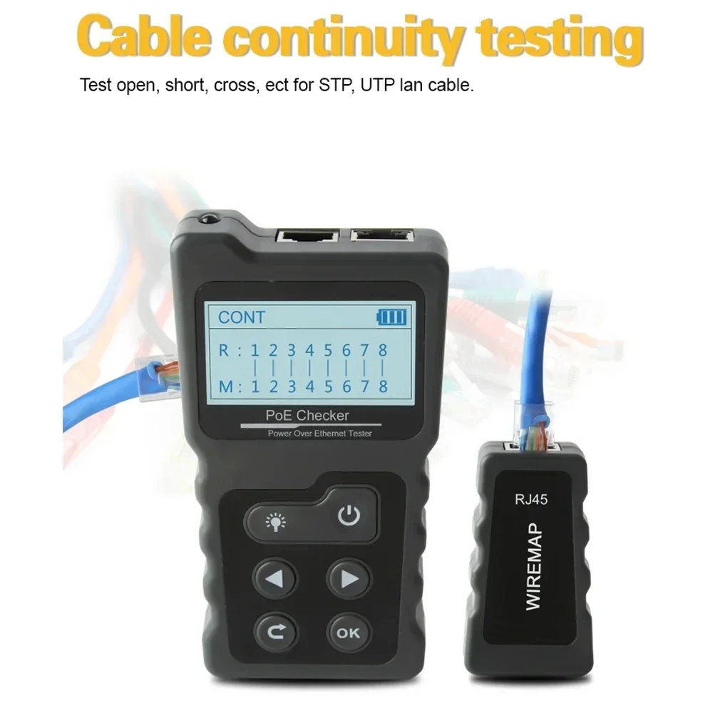 

Inline Voltage Rj45 Lan Tools Multi-functional LCD Network Cable Tester Current with PoE Checker