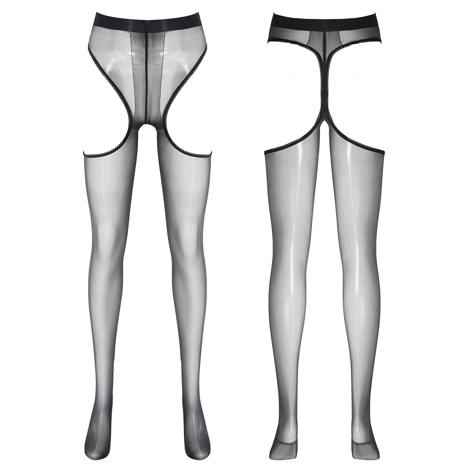 الملابس الداخلية رقيقة جدا المسيل للدموع طماق النساء الدانتيل تقليم انظر من خلال جوارب طويلة Crotchless بسط الجوارب لملابس النوم المثيرة #4