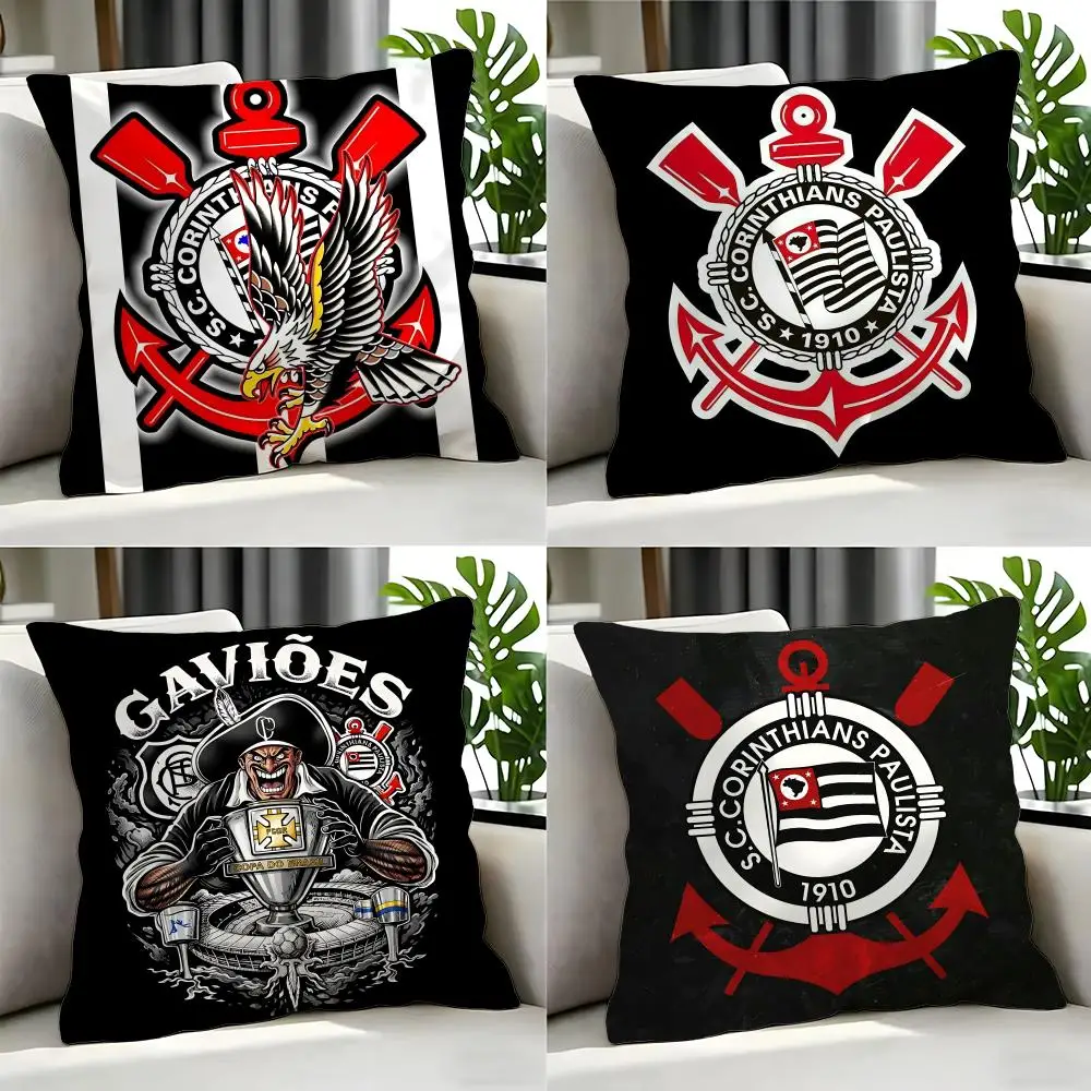 Capa de Almofada Sport Club Corinthians Paulista, Conjunto de 4 Peças 50x50 45x45 40x40, Capa Decorativa para Sofá e Casa