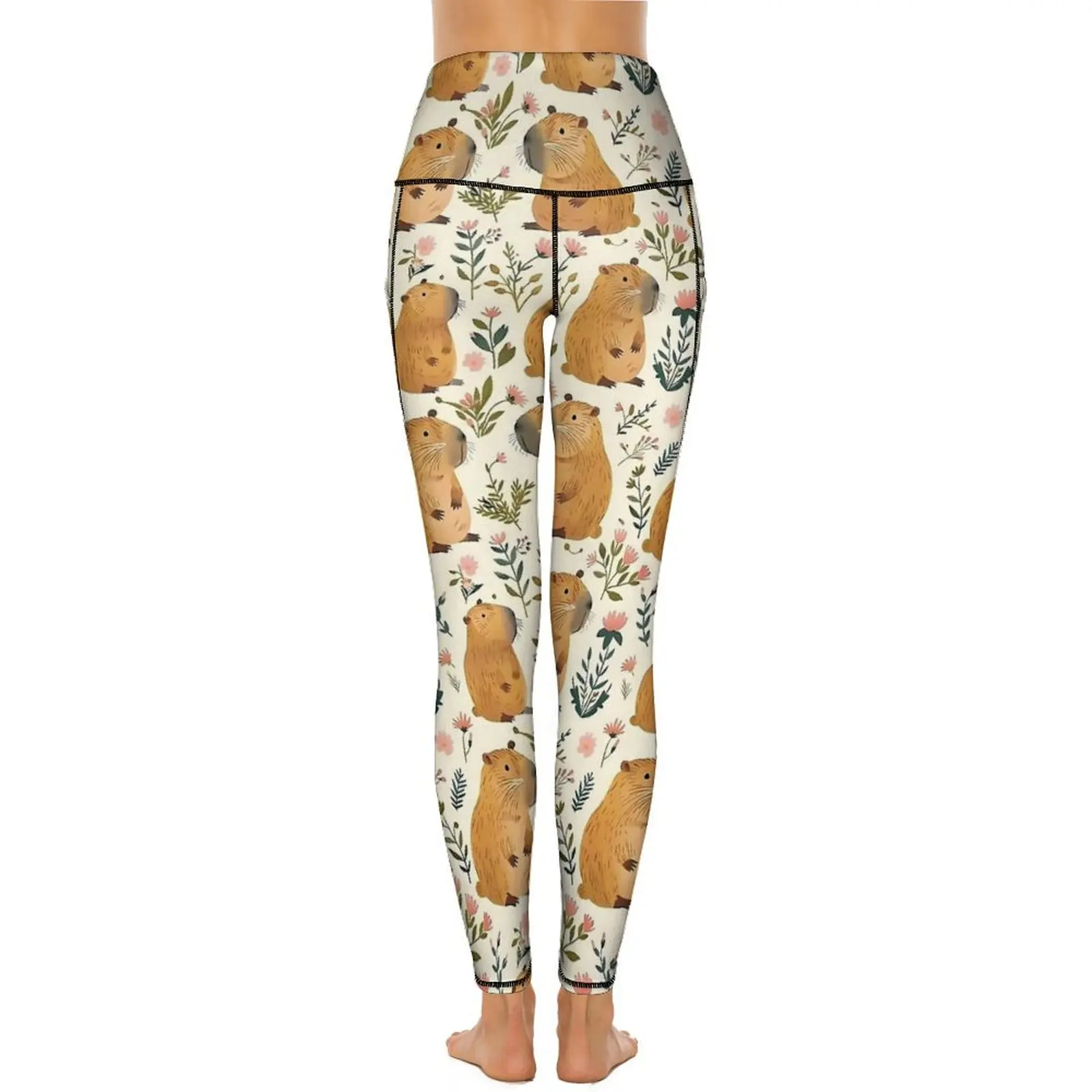 Leggings extensibles taille haute pour dames, collants de sport, pantalons de yoga animaux, collants de fitness personnalisés, esthétique sexy, mignon, capybara art