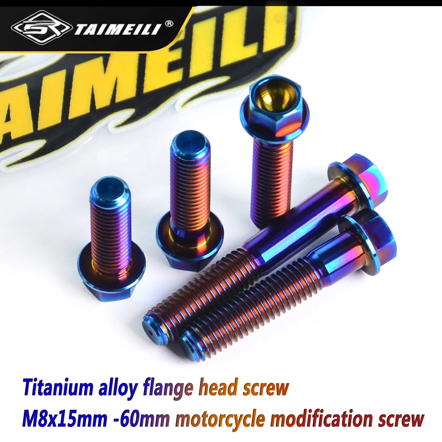 TAIMEILI Titanium Flange Head Screw burn blue M8x15/20/25/30/35/40/45/50/55/60mm GR5 Motorcycle Screw