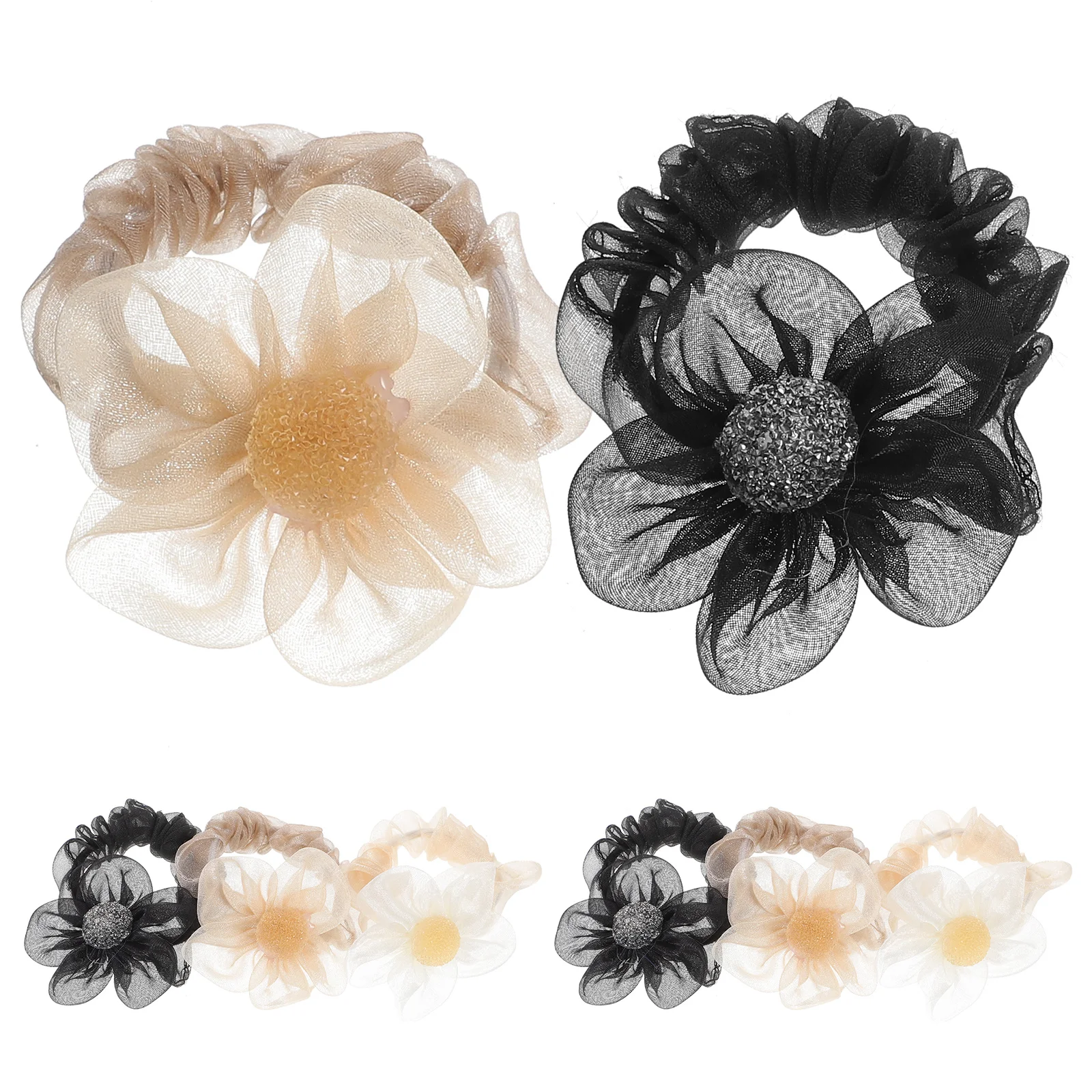 

9Pcs Flower Hair Ties Elastic Scrunchies Ponytail Holder Decorative Floral Hair Accessories for Women Ponytail Holder