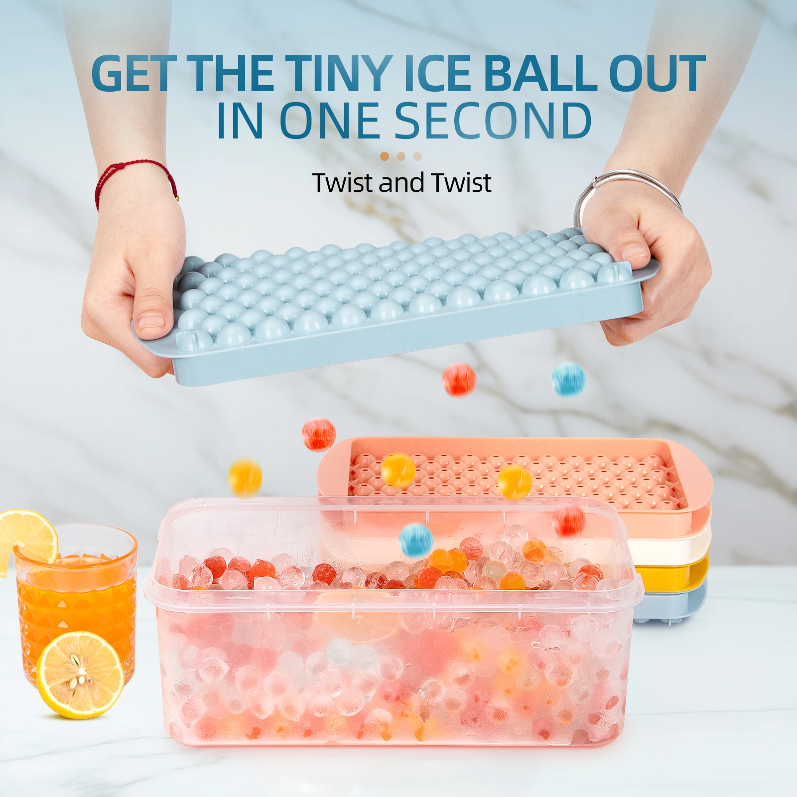 Mini Ice Cube Tray 104 Holes Round Silicone Ice Ball Mold Tiny Crushed Ice Tray Home Party Chilling Drinks Coffee Juice Tool