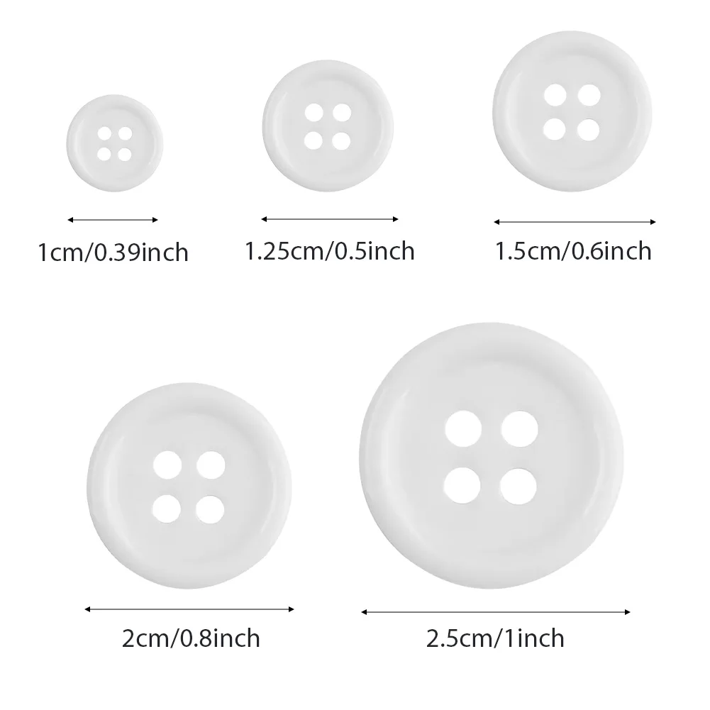 100pcs/box Resin Button DIY Handmade Clothes Sewing Accessories White Buttons Coat 4 Hole Round Button for Garments Shirt Strap