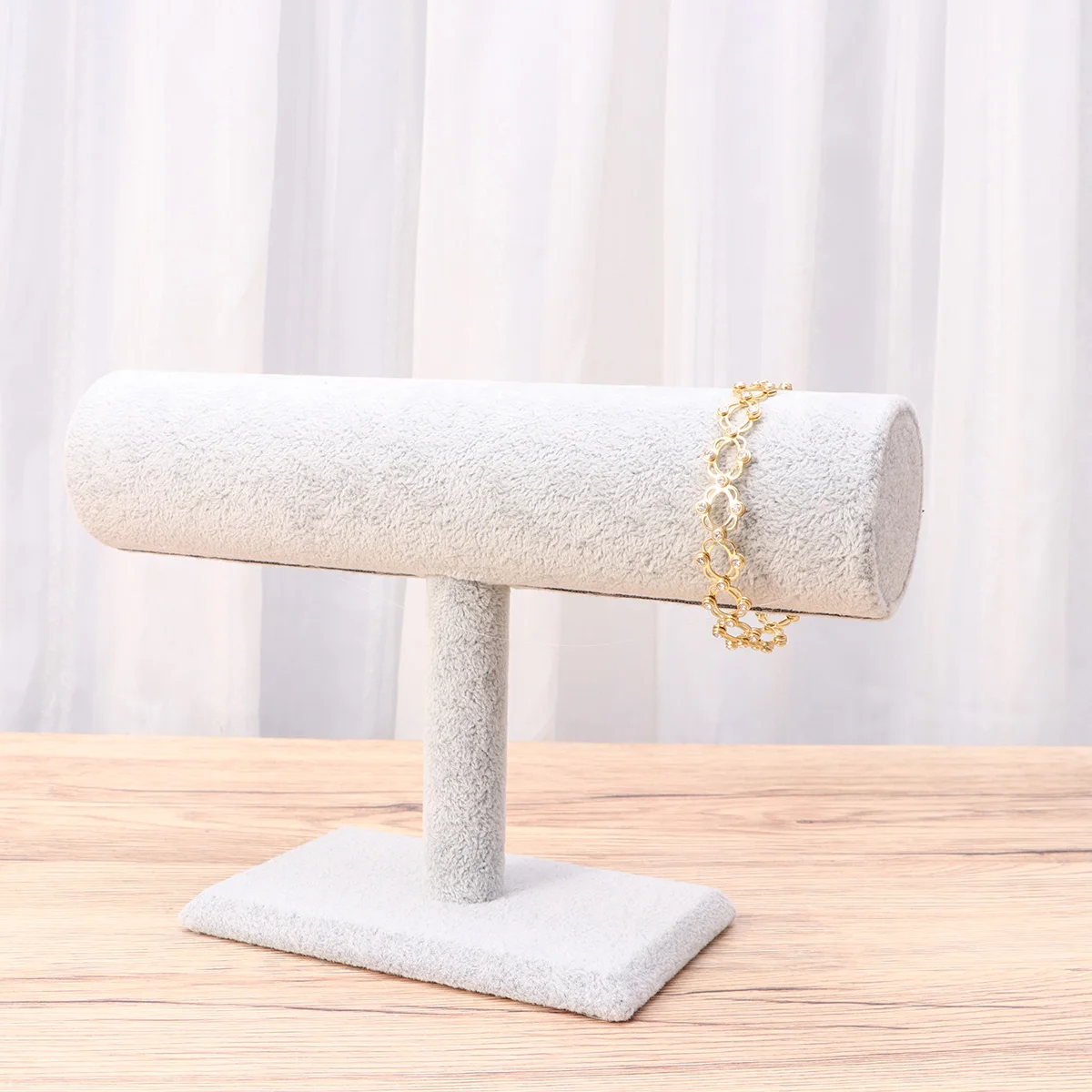 

T Shaped Bracelet Jewelry Display Stand Grey Single Layer Storage Rack for Vanity Organization T Shaped Display Stand