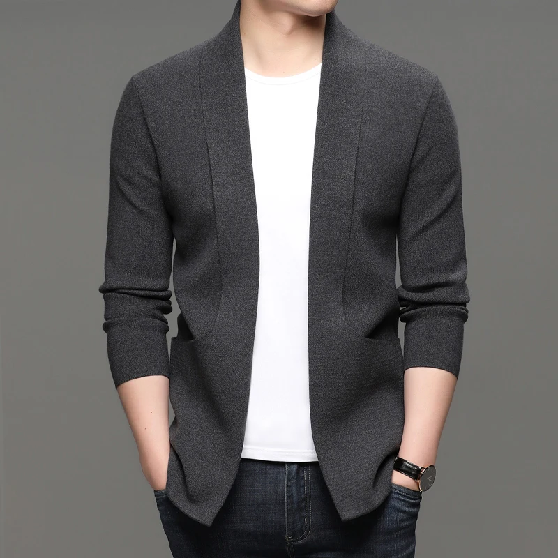

Top Grade Men's Cardigan 2023 Spring & Autumn New Luxury Sweater Jacket Man Fashion Open Stich Knit Coat Long Sleeve Knitwear