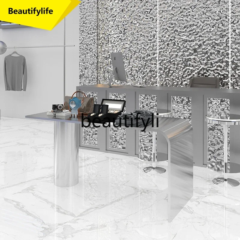

Nakajima Flowing Water Platform Stainless Steel Brushed Display Table Women's Clothing Store Customized Display Table