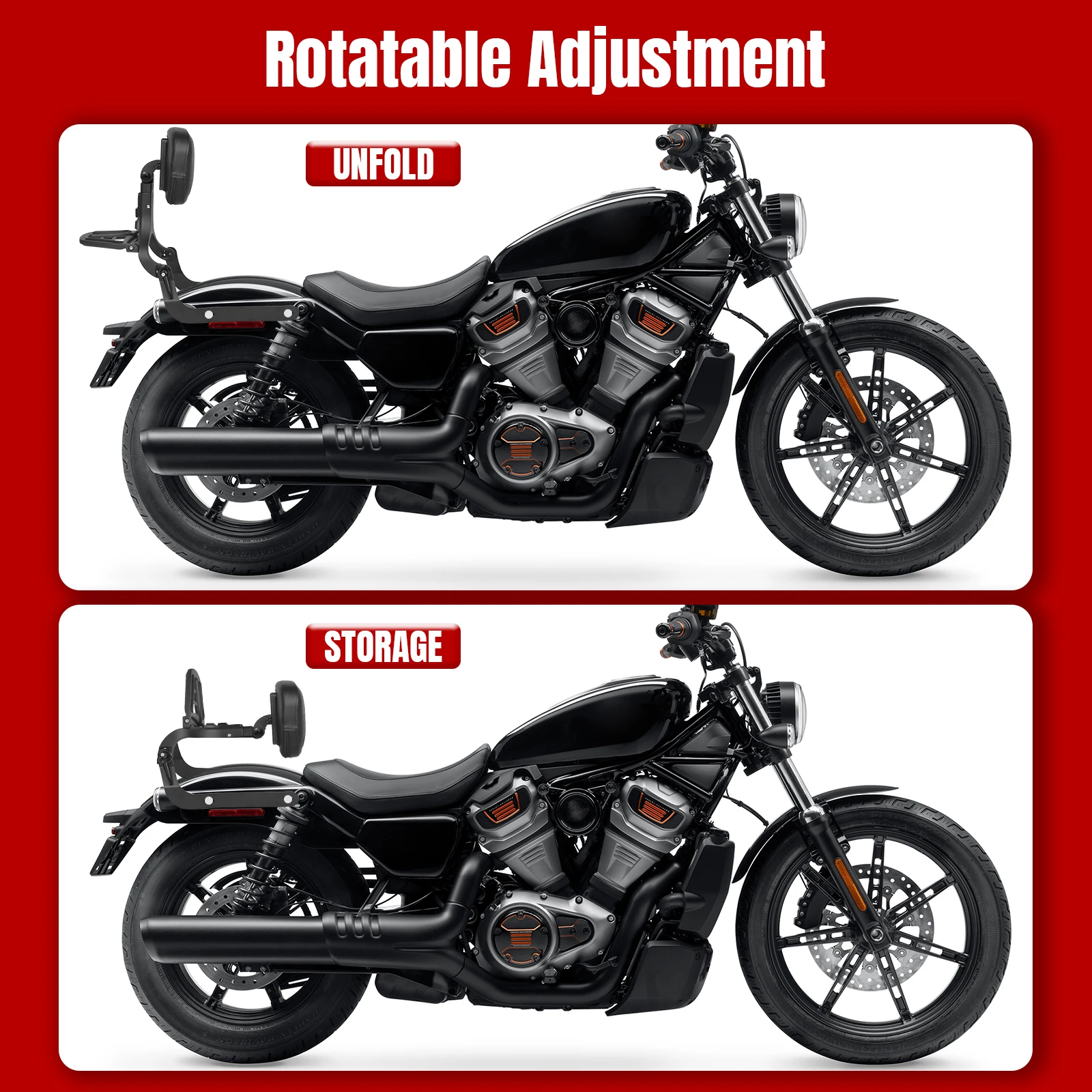 وسادة ظهر للدراجة النارية وسادة مسند ظهر للركاب قابلة للتعديل متعددة الأغراض لدراجة Harley XG750/500 Street750/500 14-22