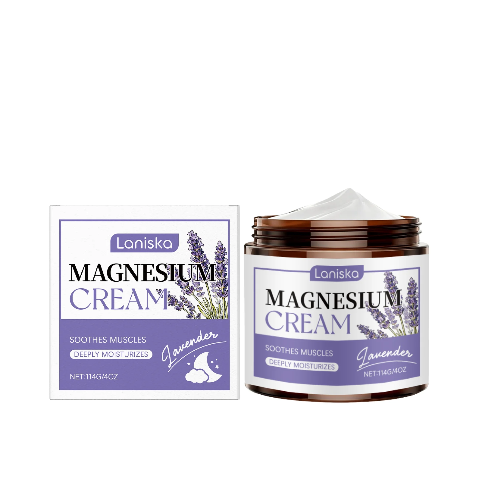 Lavender Magnesium Cream Soothing Muscle Tension Improve Sleep Quality Moisturizing and Nourishing the Skin Massage Body Cream