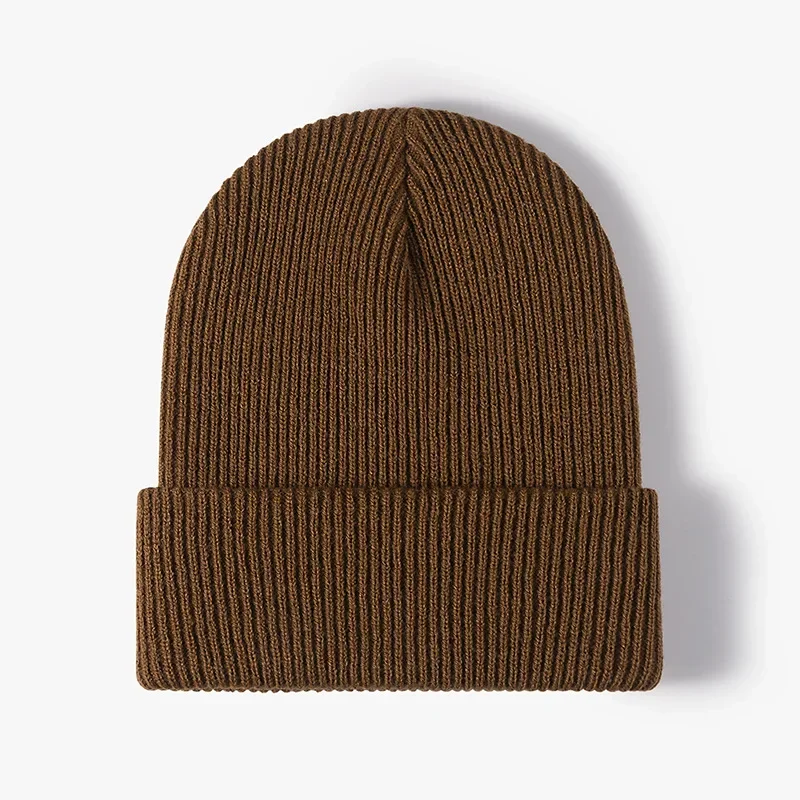 New Women Men Autumn Winter Warm Beanie Hat Solid Color Lady Male Stretch Knitted Crochet Beanies Hat Cap for Women Men Beanie