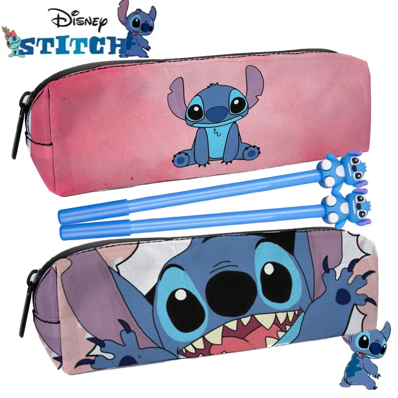 อะนิเมะดิสนีย์ Lilo & Stitch ดินสอ Kawaii Stitch พิมพ์กระเป๋าดินสอการ์ตูนนักเรียนเก็บกระเป๋าของขวัญของเล่น