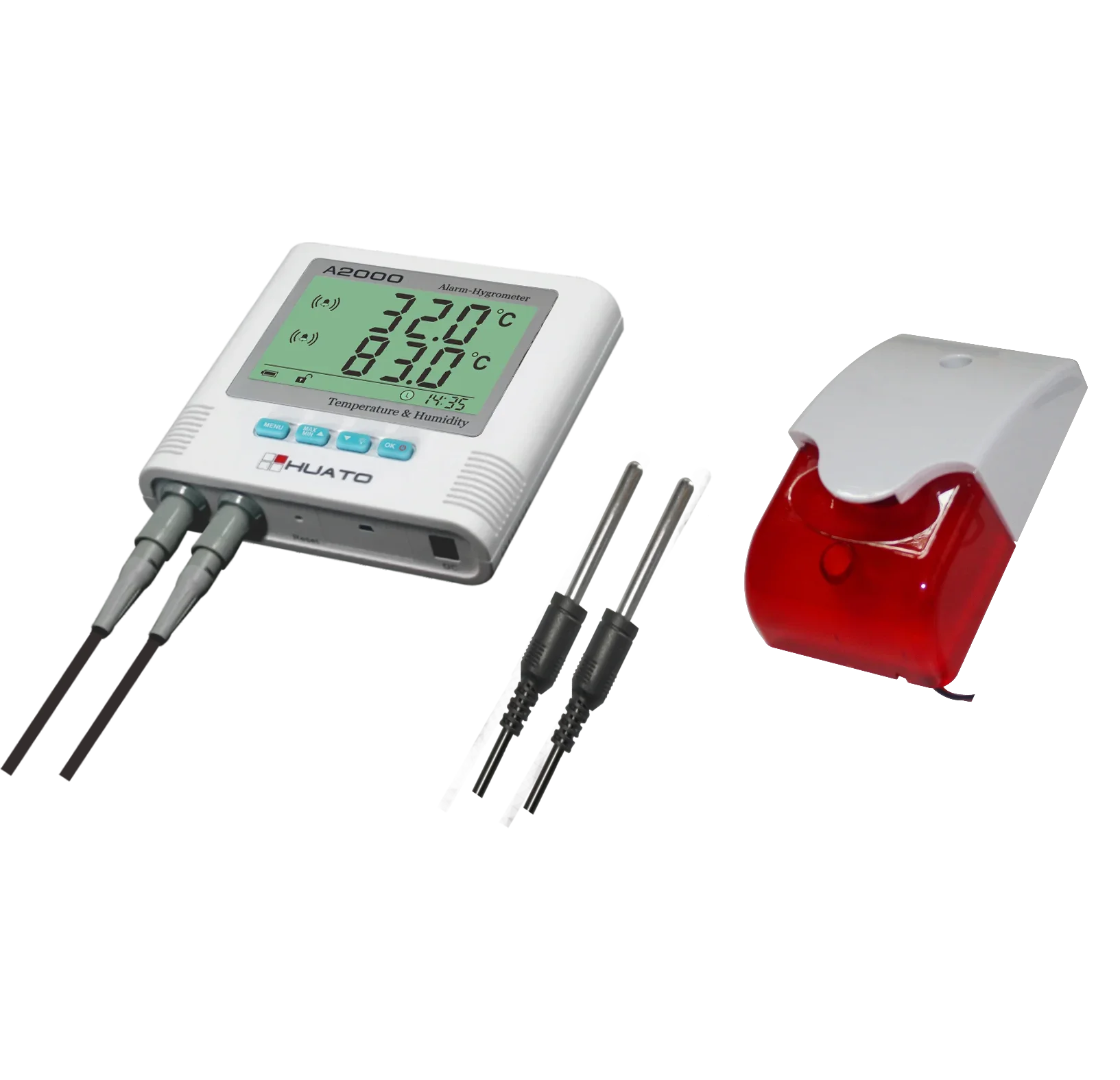 2026 HUATO External Sensor Sound and Light Alarm Thermometer for Refrigerators